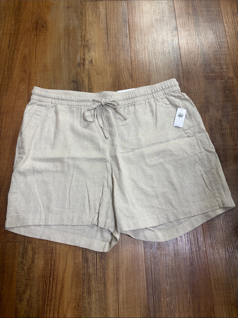Old navy tan linen drawstring waist shorts size XL